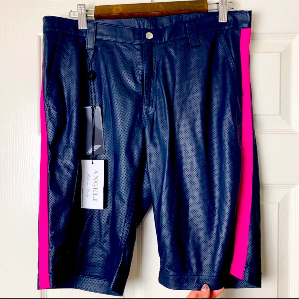 NEW Angeli Italian lamb leather biker shorts 52